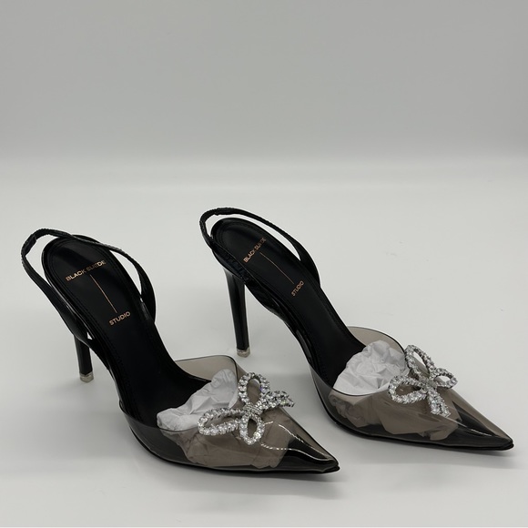 BLACK SUEDE STUDIO monroe black diamond bow heels - Picture 2 of 5